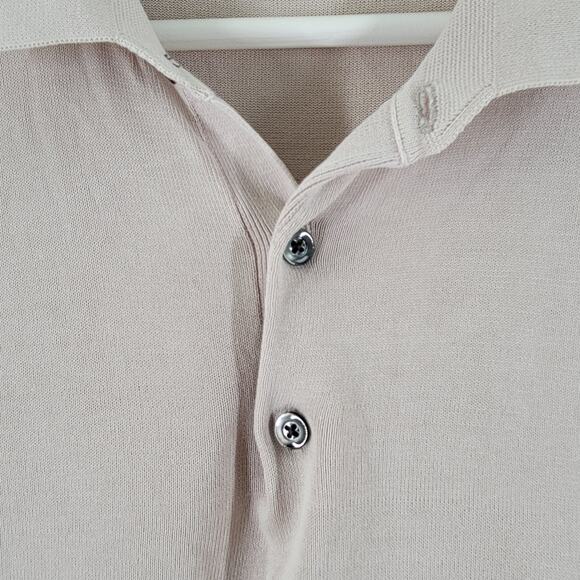 Massimo Dutti Knit Polo Shirt Mens Large Cream Short Sleeve Preppy - Picture 3 of 11